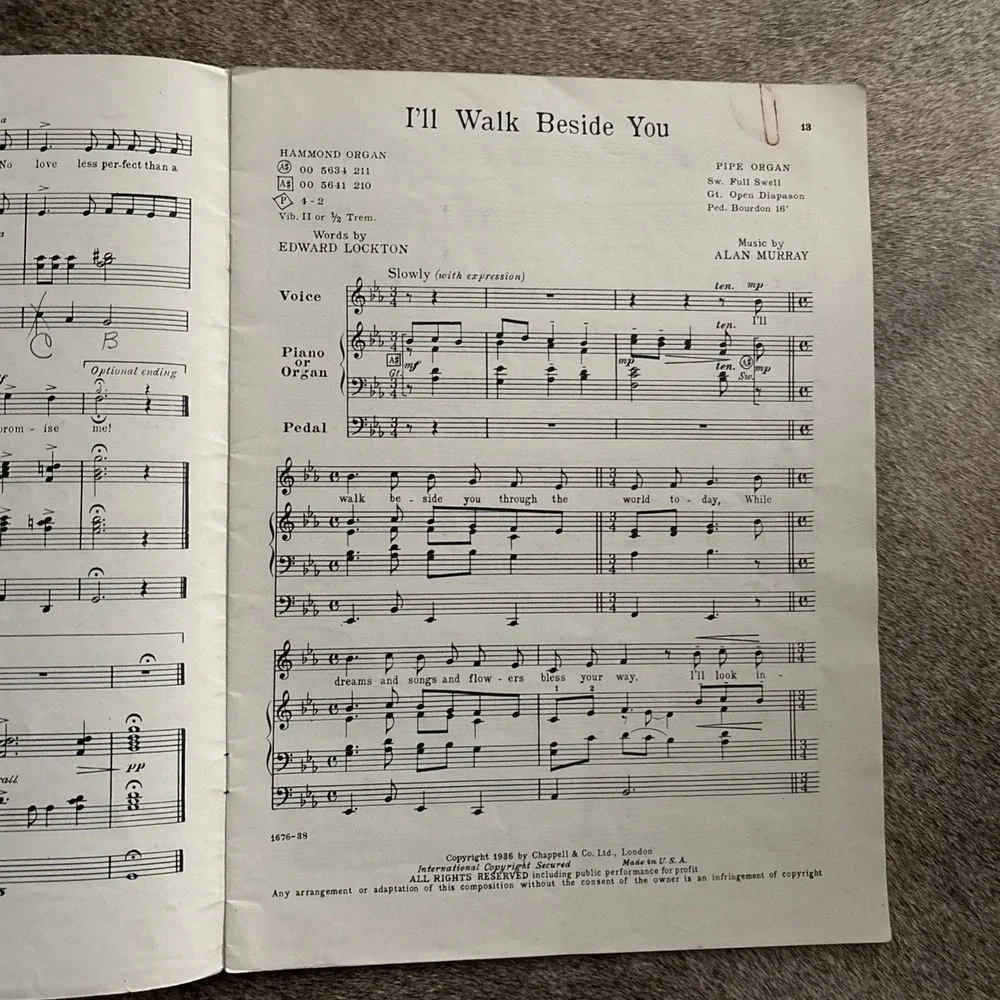 Wedding‎ Songs Piano Organ Words Sheet Music Book Chappell 1950 William Stickles